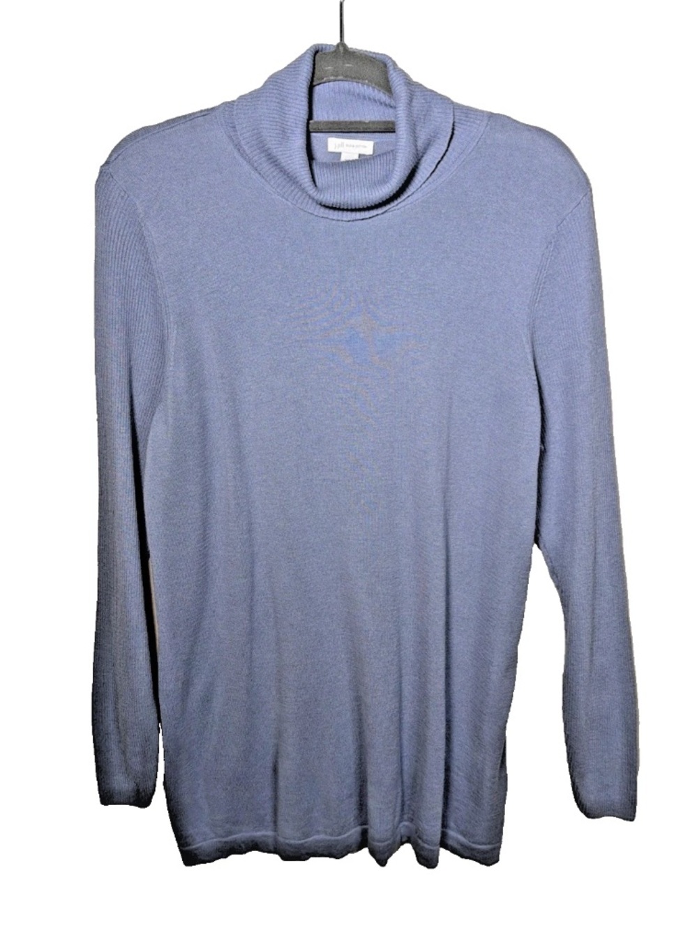 J.Jill Periwinkle Blue Silk Cotton Turtleneck Sweater Lightweight Pullover Sz L